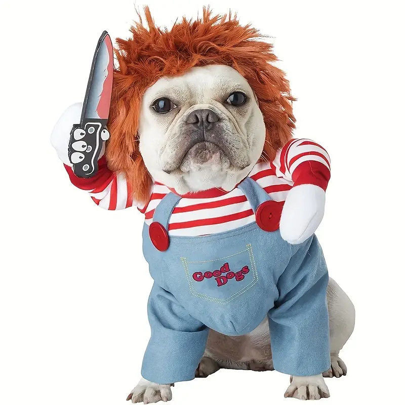 Funny Bloody Doll Cosplay Spirit Halloween Cat Dog Clothes