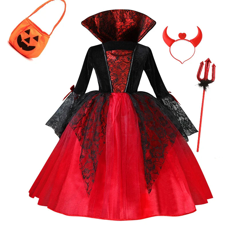 π Girls Halloween Vampire Princess Costume β Trendy 2025 Halloween Outfit