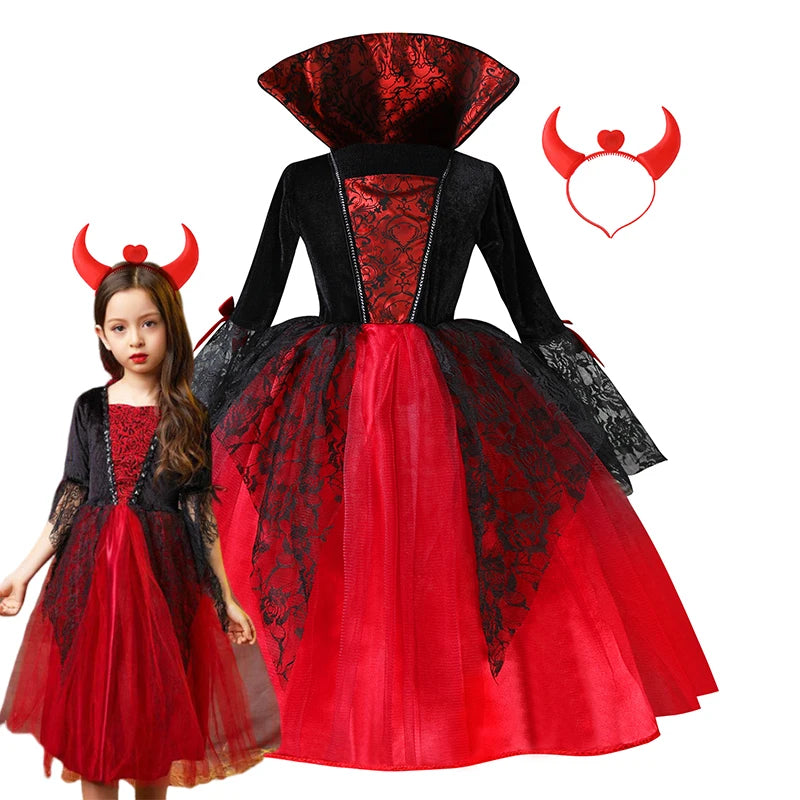 π Girls Halloween Vampire Princess Costume β Trendy 2025 Halloween Outfit