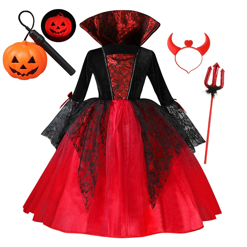 π Girls Halloween Vampire Princess Costume β Trendy 2025 Halloween Outfit
