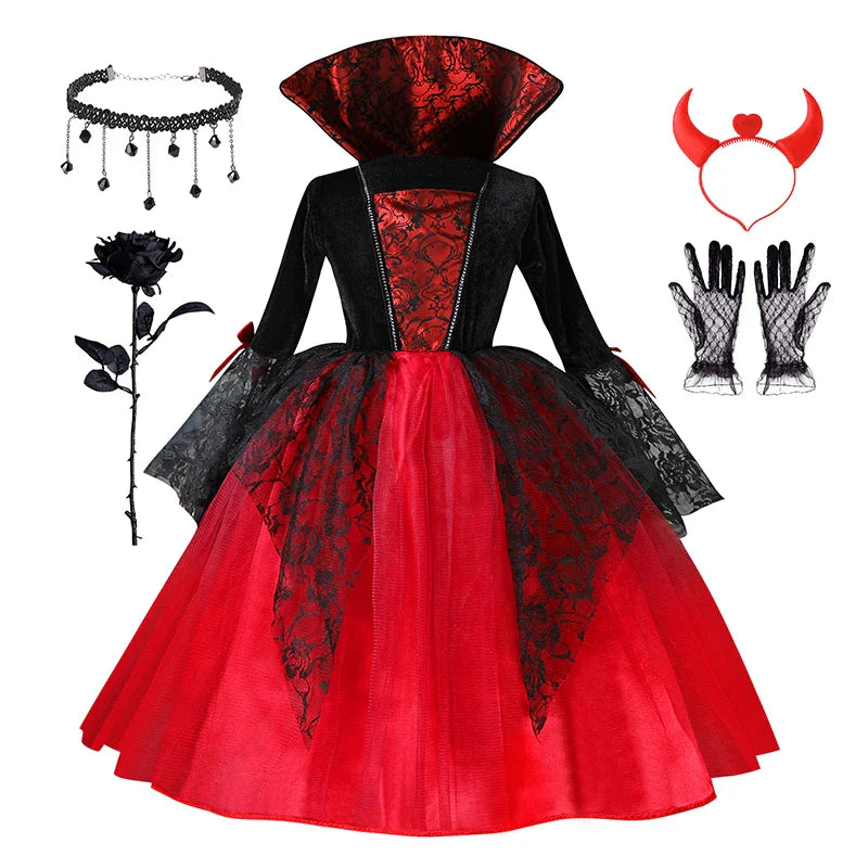 π Girls Halloween Vampire Princess Costume β Trendy 2025 Halloween Outfit