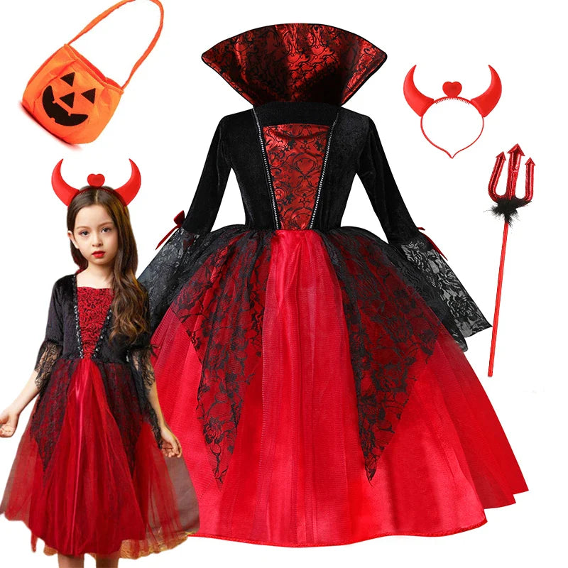 π Girls Halloween Vampire Princess Costume β Trendy 2025 Halloween Outfit