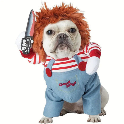 Funny Bloody Doll Cosplay Spirit Halloween Cat Dog Clothes