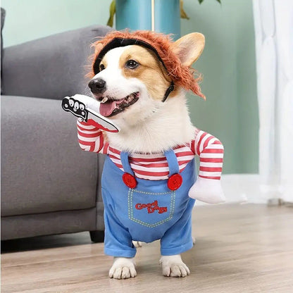 Funny Bloody Doll Cosplay Spirit Halloween Cat Dog Clothes