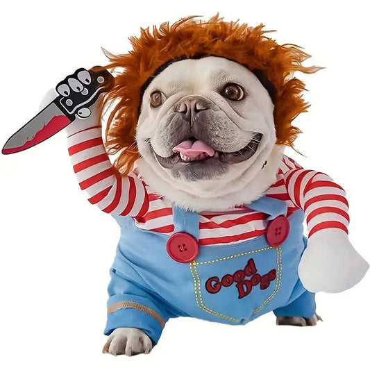 Funny Bloody Doll Cosplay Spirit Halloween Cat Dog Clothes