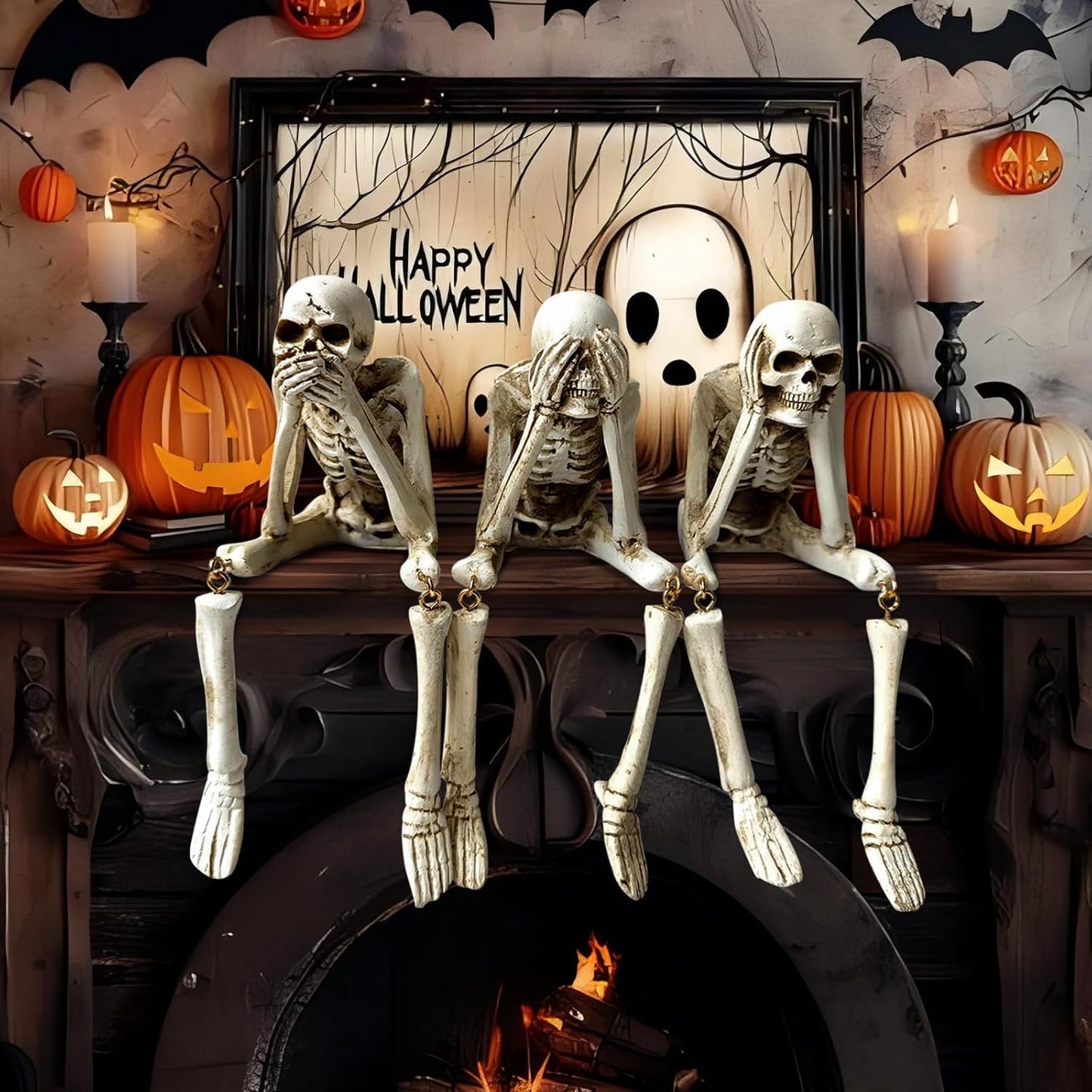 SkullFlame™ Halloween Fireplace Decor - Spirit Halloween Inspired Spooky Home Display 2025