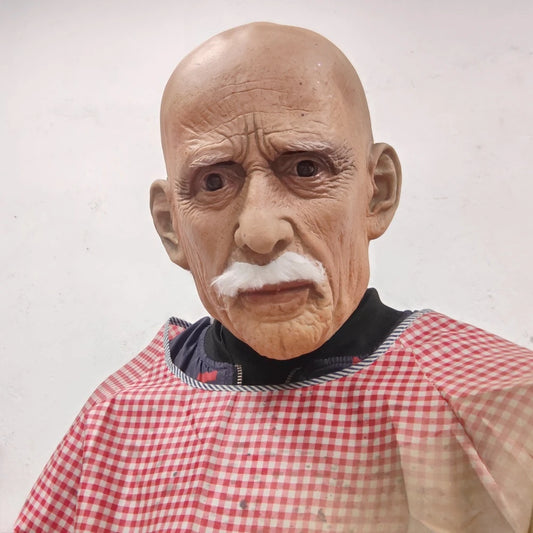 Realistic Old Man Latex Mask – Full Head Spooky Halloween Costume Beard Cosplay Party Prop
